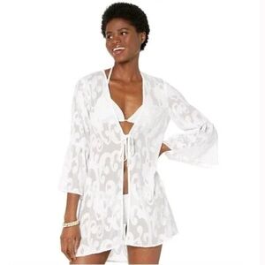 LILLY PULITZER, Motley Cover-Up, Resort White Poly Crepe Swirl Clip, Size Small